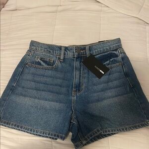 Fashion Nova Blue High-Waisted Denim Mom Shorts